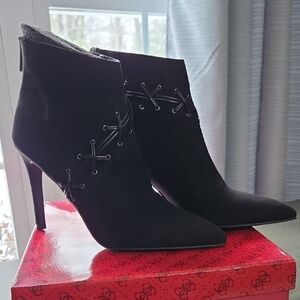 Guess Black Lace-Up Heeled Boots Size 9